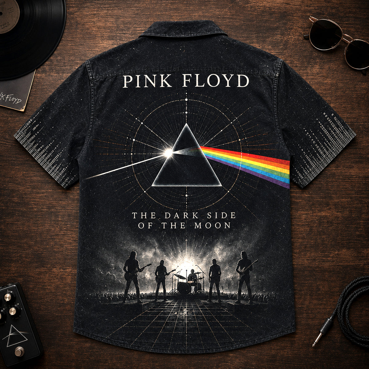 Pink Floyd Dark Side of the Moon Hawaiian Shirt, 1973 Progressive Rock Button Up, David Gilmour Time Era