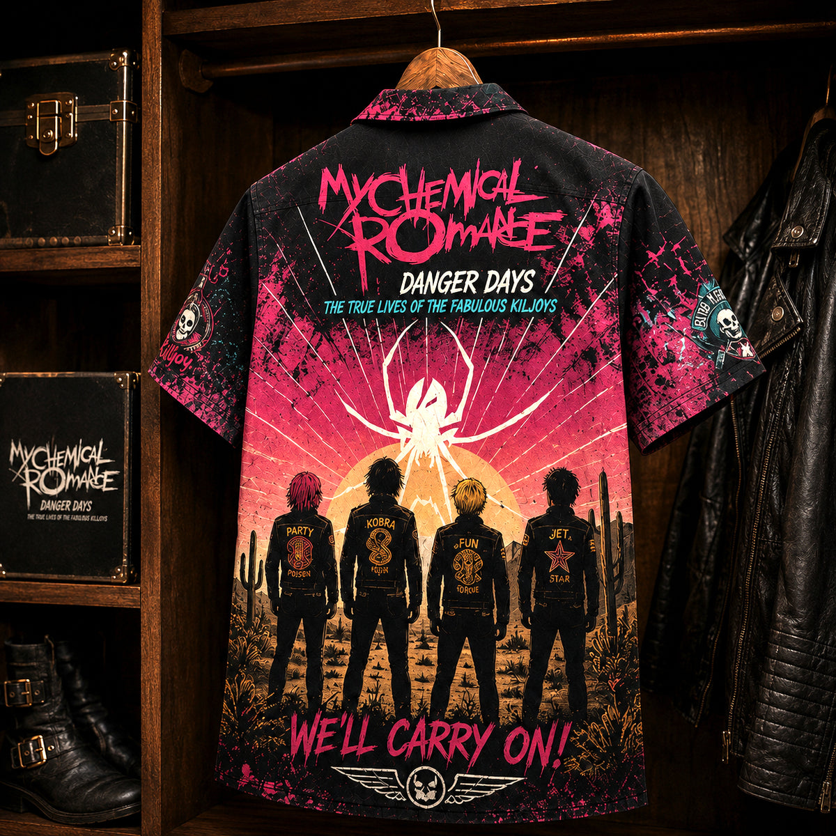My Chemical Romance Danger Days Hawaiian Shirt, 2010 Alternative Rock Button Up, Gerard Way Na Na Na Era