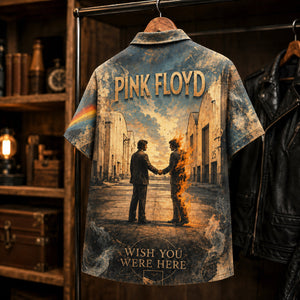 Pink Floyd Wish You Were Here Hawaiian Shirt, 1975 Album Inspired Button Up, Shine On You Crazy Diamond Era