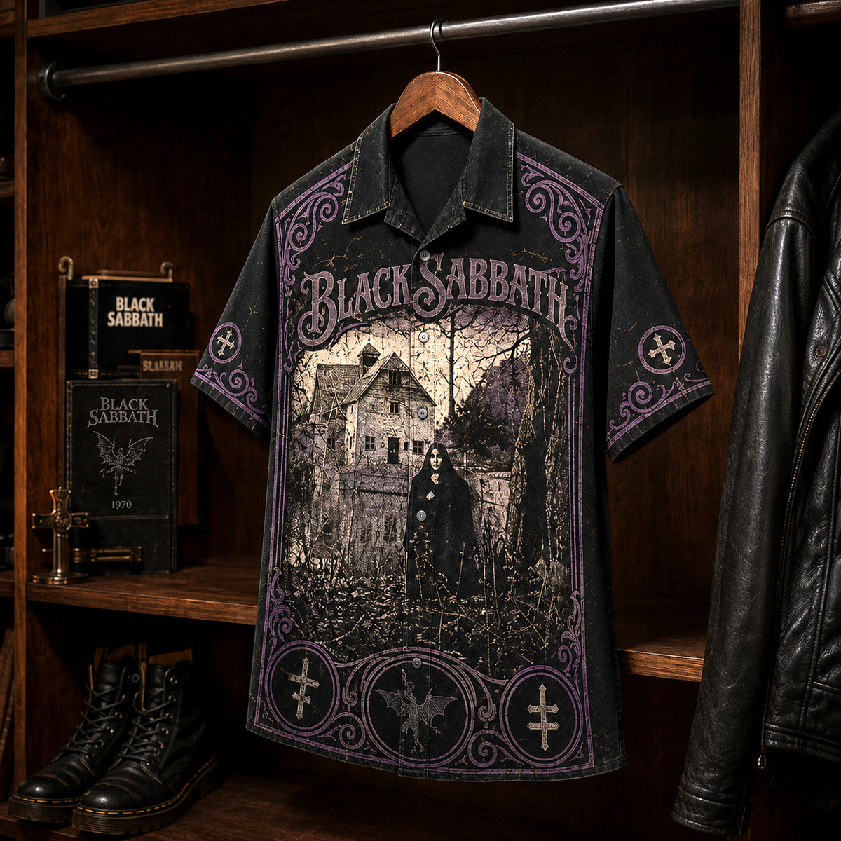 Black Sabbath 1970 Hawaiian Shirt, Debut Album Inspired Heavy Metal Button Up, Ozzy Osbourne Debut Era