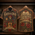 Grateful Dead American Beauty 1970 Hawaiian Shirt, Psychedelic Rock Button Up, Jerry Garcia Ripple Era