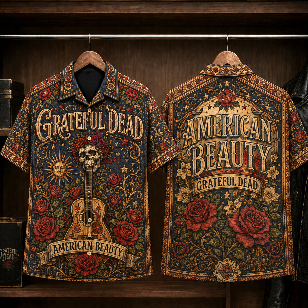 Grateful Dead American Beauty 1970 Hawaiian Shirt, Psychedelic Rock Button Up, Jerry Garcia Ripple Era
