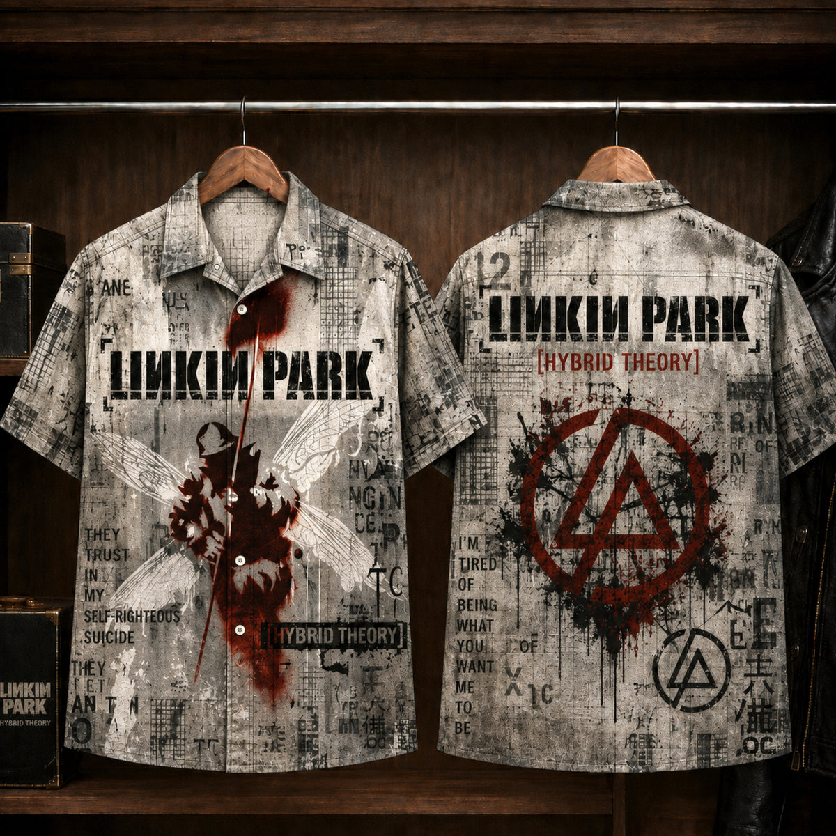 Linkin Park Hybrid Theory 2000 Hawaiian Shirt, Nu Metal Alternative Rock Button Up, Chester Bennington In the End Era