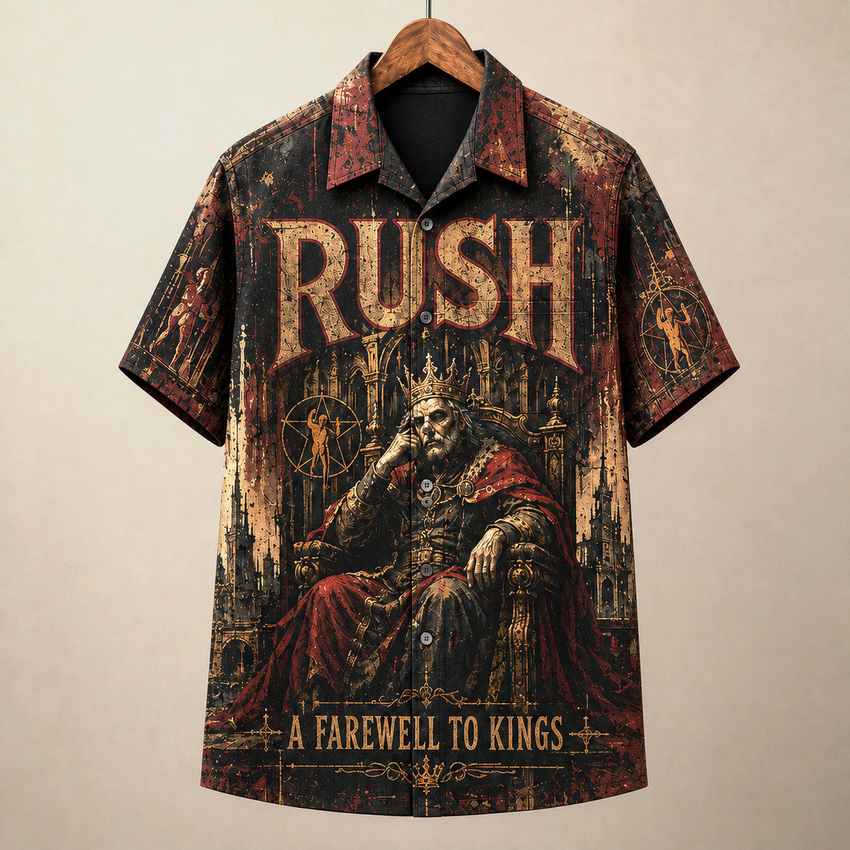 Rush A Farewell to Kings Hawaiian Shirt, 1977 Progressive Rock Button Up, Neil Peart Closer to the Heart Era