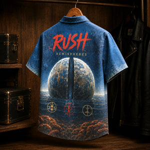 Rush Hemispheres 1978 Hawaiian Shirt, Progressive Rock Button Up, Neil Peart Cygnus X-1 Era