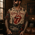 The Rolling Stones Tongue Hawaiian Shirt, Tongue Logo Classic Rock Button Up, Satisfaction Music Fan Gift