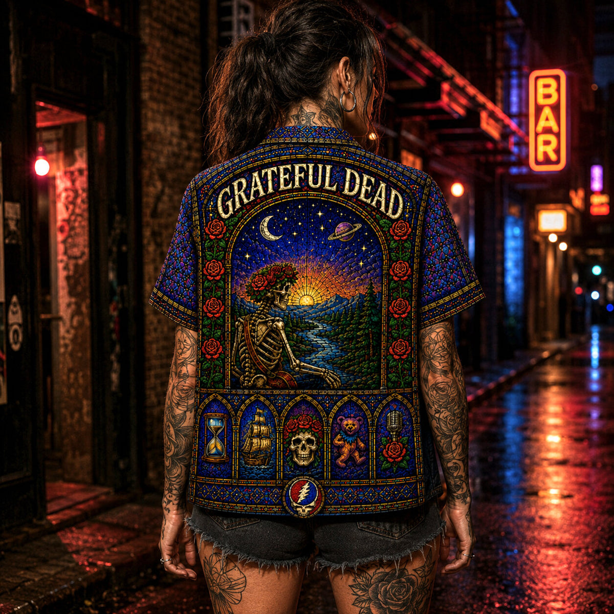 Grateful Dead Hawaiian Shirt, Bertha Jam Rock Button Up, Steal Your Face Fan Gift
