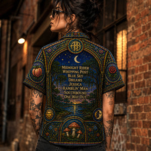 Allman Brothers Band Stained Glass Hawaiian Shirt, Ramblin Man Southern Rock Button Up, Fillmore Jam Music Fan Gift