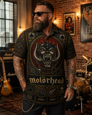 Motorhead Stained Glass Hawaiian Shirt, Ace of Spades Speed Rock Button Up, Lemmy Classic Metal Fan Gift