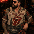The Rolling Stones Tongue Logo Hawaiian Shirt, Tongue Logo Classic Rock Button Up, Satisfaction Music Fan Gift