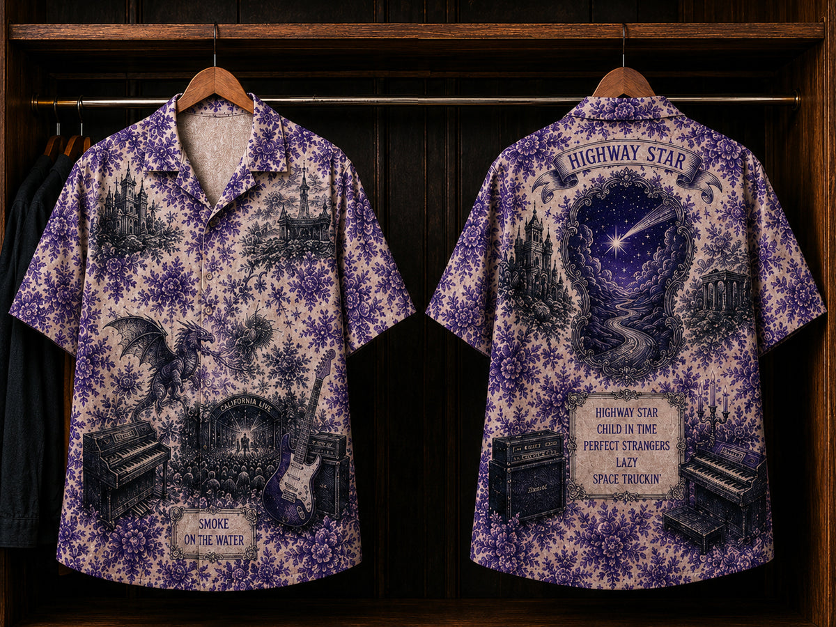 Deep Purple Luxury Hawaiian Shirt, Machine Head Hard Rock Button Up, Smoke on the Water Fan Gift