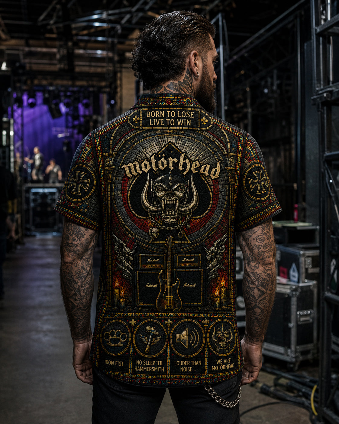 Motorhead Stained Glass Hawaiian Shirt, Ace of Spades Speed Rock Button Up, Lemmy Classic Metal Fan Gift