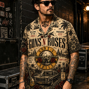 Guns N' Roses Paradise City Hawaiian Shirt, Appetite for Destruction Button Up, Paradise City Rock Fan Gift