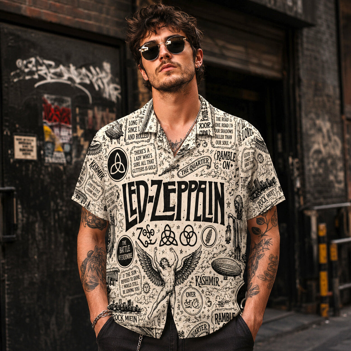 Led Zeppelin Classic Rock Hawaiian Shirt, Stairway to Heaven Rock Button Up, IV Classic Album Fan Gift