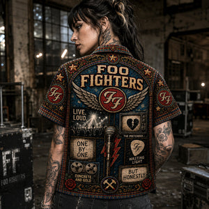 Foo Fighters Stained Glass Hawaiian Shirt, Everlong Alternative Rock Button Up, The Pretender Music Fan Gift