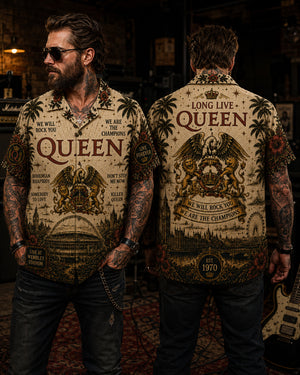 Queen We Will Rock You Hawaiian Shirt, Bohemian Rhapsody Rock Button Up, Freddie Mercury Music Fan Gift
