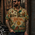 Santana Luxury Hawaiian Shirt, Abraxas Latin Rock Button Up, Black Magic Woman Fan Gift