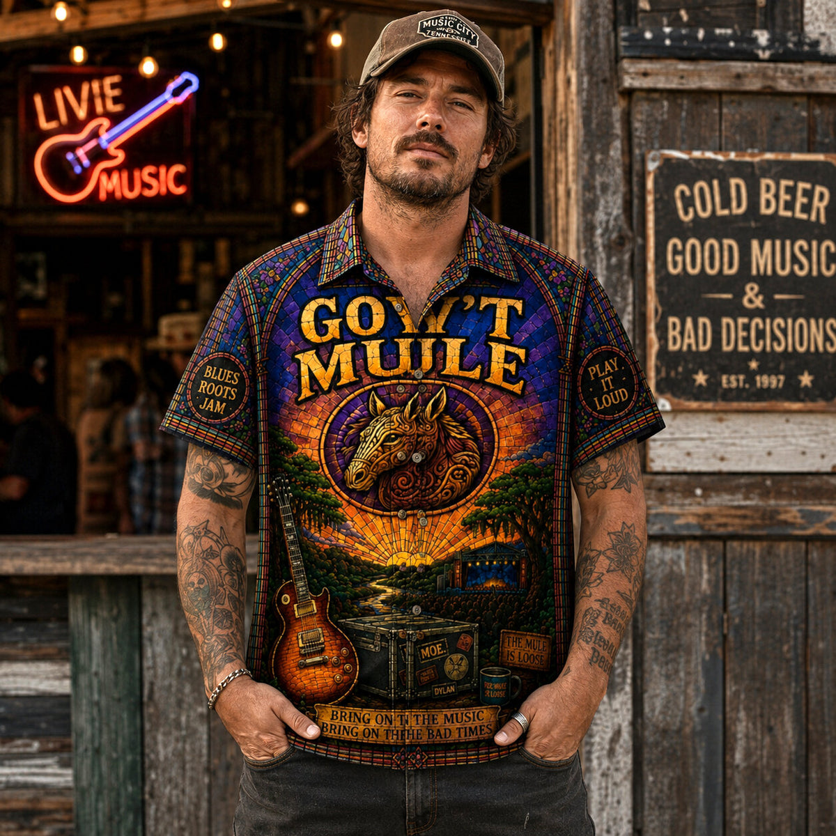 Gov't Mule Hawaiian Shirt, Southern Jam Rock Button Up, Warren Haynes Music Fan Gift