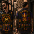 Santana Inspired Stained Glass Hawaiian Shirt, Abraxas Latin Rock Button Up, Black Magic Woman Fan Gift