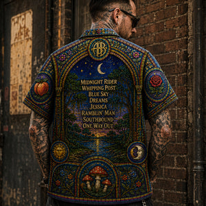 Allman Brothers Band Stained Glass Hawaiian Shirt, Ramblin Man Southern Rock Button Up, Fillmore Jam Music Fan Gift