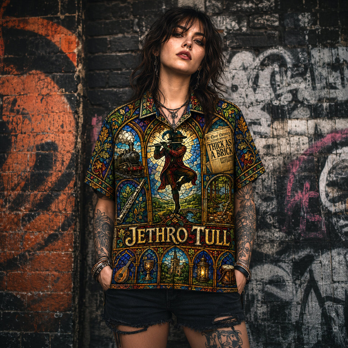Jethro Tull Hawaiian Shirt, Aqualung Prog Rock Button Up, Flute Rock Music Fan Gift