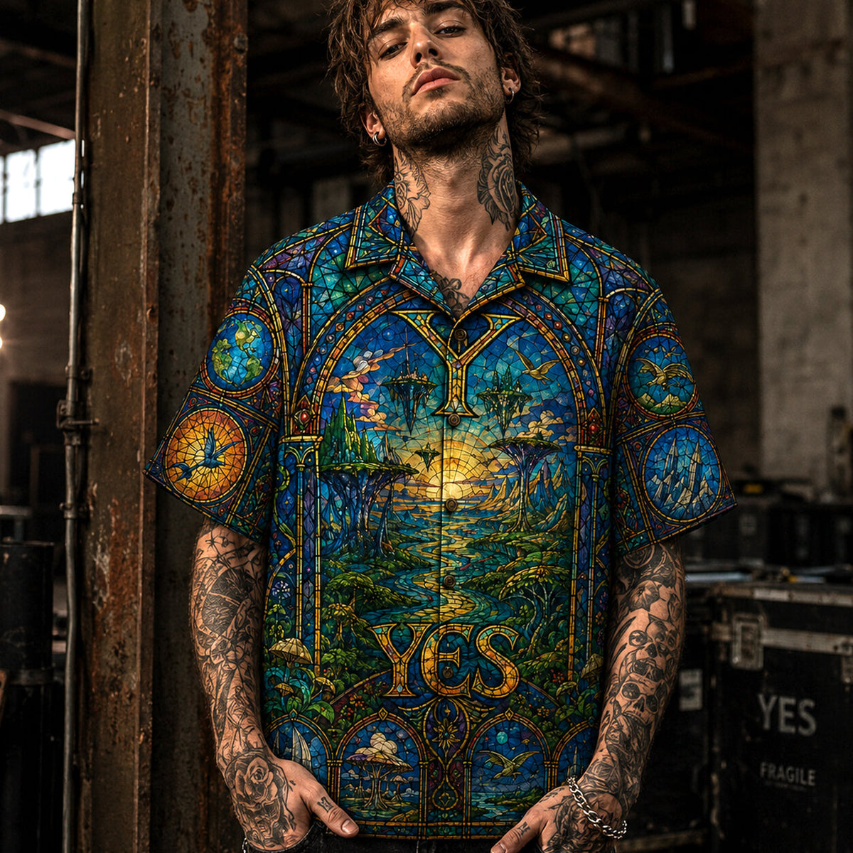 Yes Band Hawaiian Shirt, Roundabout Prog Rock Button Up, Fragile Album Music Fan Gift