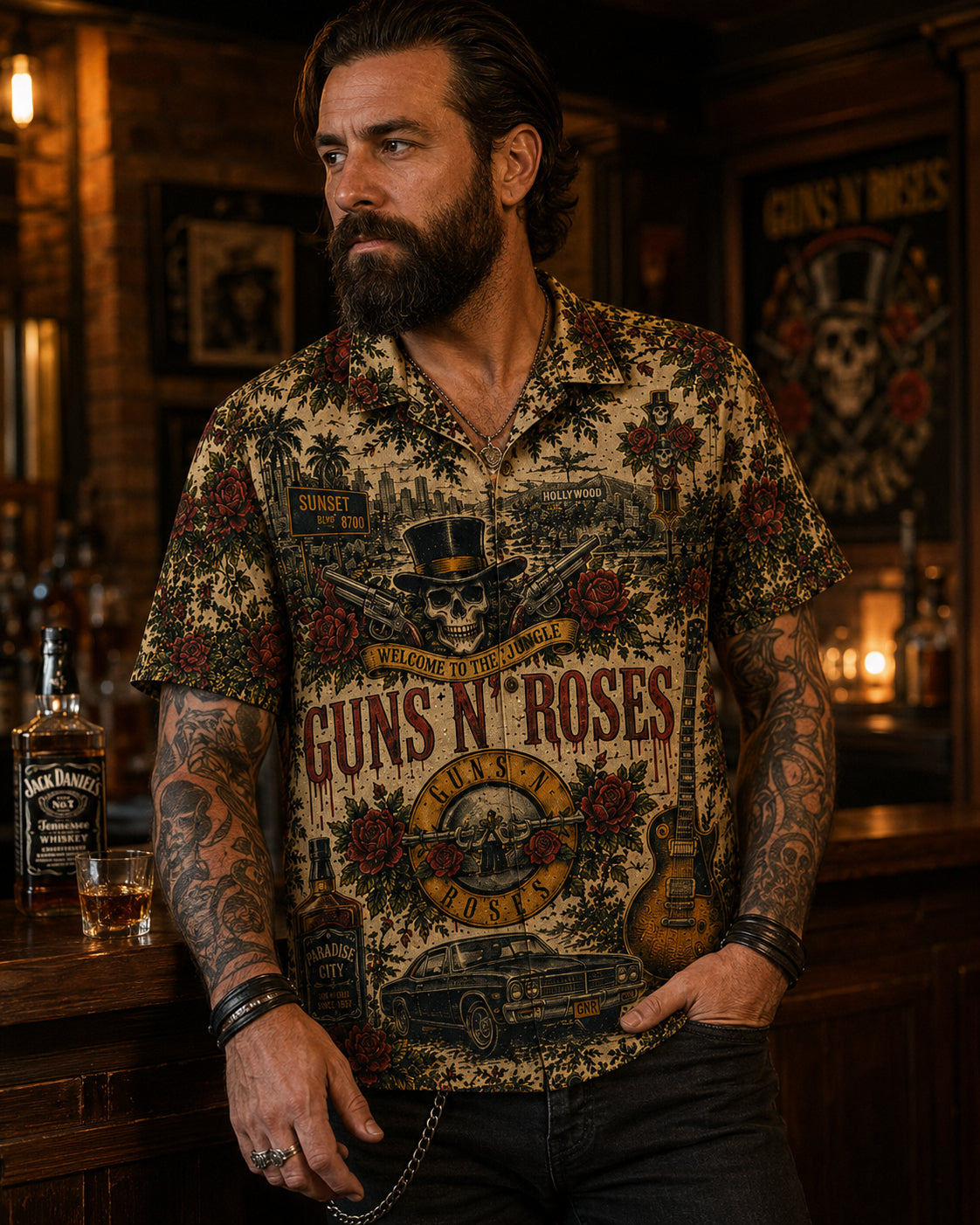 Gun N_ Roses Luxury Hawaiian Shirt, Appetite for Destruction Button Up, Paradise City Rock Fan Gift