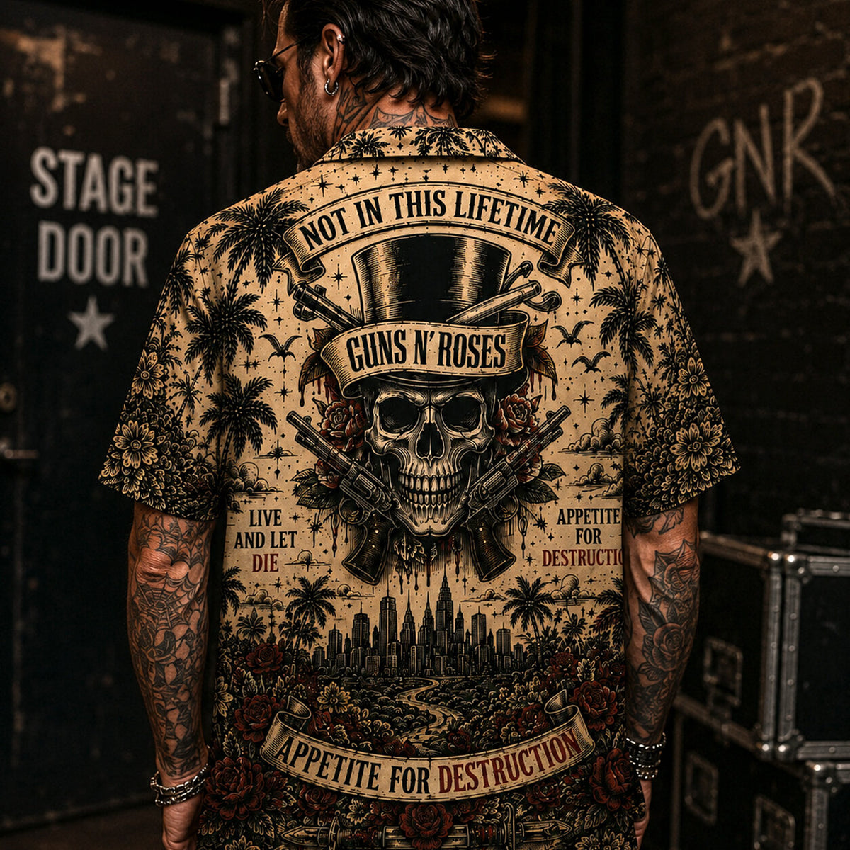 Guns N' Roses Paradise City Hawaiian Shirt, Appetite for Destruction Button Up, Paradise City Rock Fan Gift