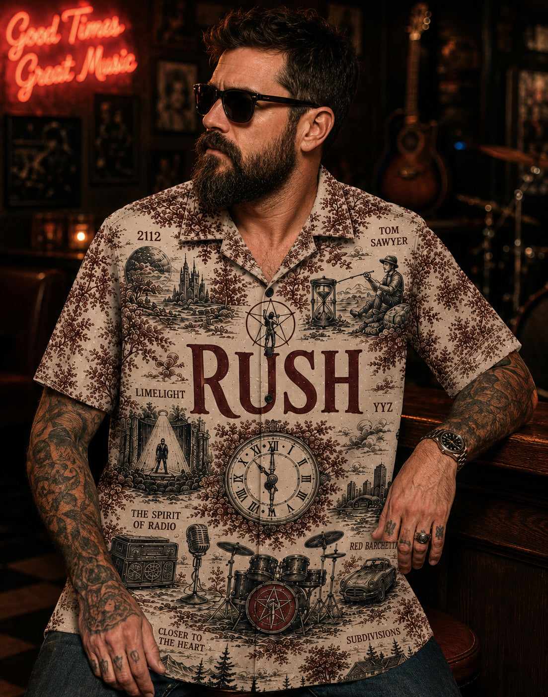 Rush Farewell to Kings Hawaiian Shirt, Iconic Music Artwork Button Up, Rock Culture Fan Gift