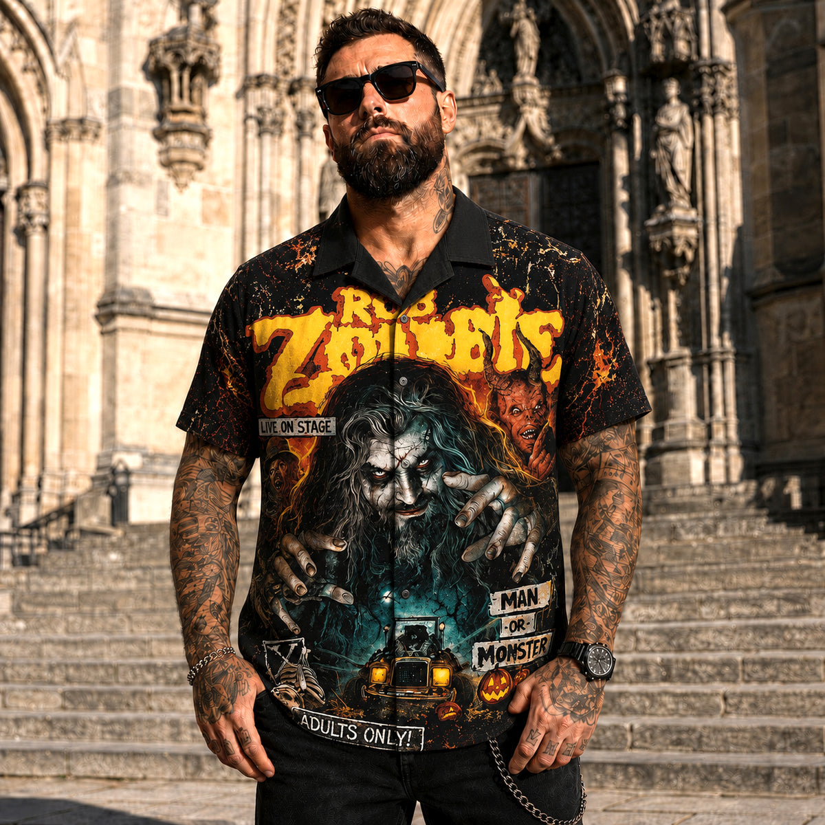 Rob Zombie Hawaiian Shirt, Hellbilly Deluxe Shock Rock Button Up, Dragula Industrial Metal Fan Gift