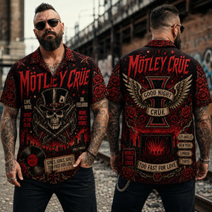 Mo¨tley Cru¨e Too Fast for Love Hawaiian Shirt, Too Fast for Love Glam Button Up, Kickstart My Heart Fan Gift