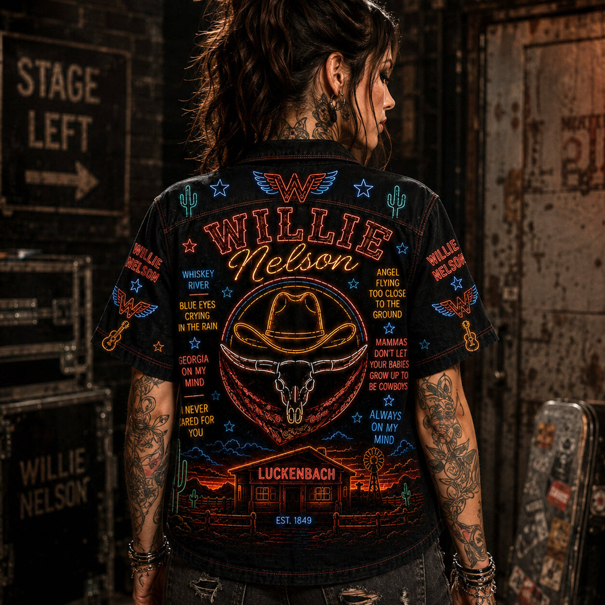 Willie Nelson Hawaiian Shirt, On the Road Again Button Up, Outlaw Country Music Fan Gift