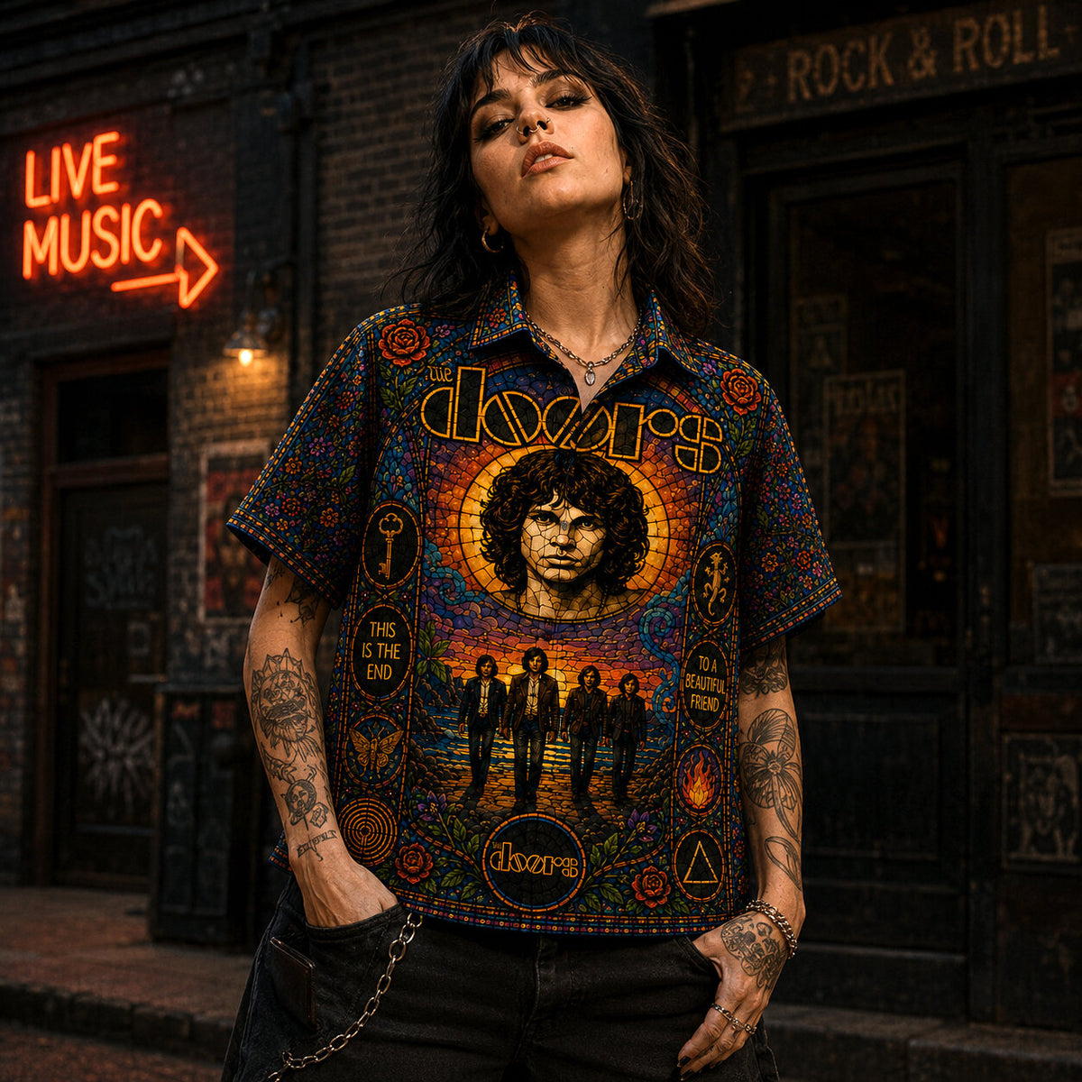 The Doors Hawaiian Shirt, Riders on the Storm Button Up, Jim Morrison Classic Rock Gift