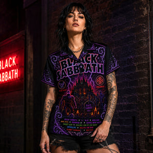 Black Sabbath Neon Hawaiian Shirt, Retro Concert Artwork Button Up, Rock Music Collector Gift
