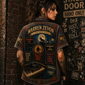 Warren Zevon Hawaiian Shirt, Werewolves of London Button Up, Excitable Boy Rock Music Gift