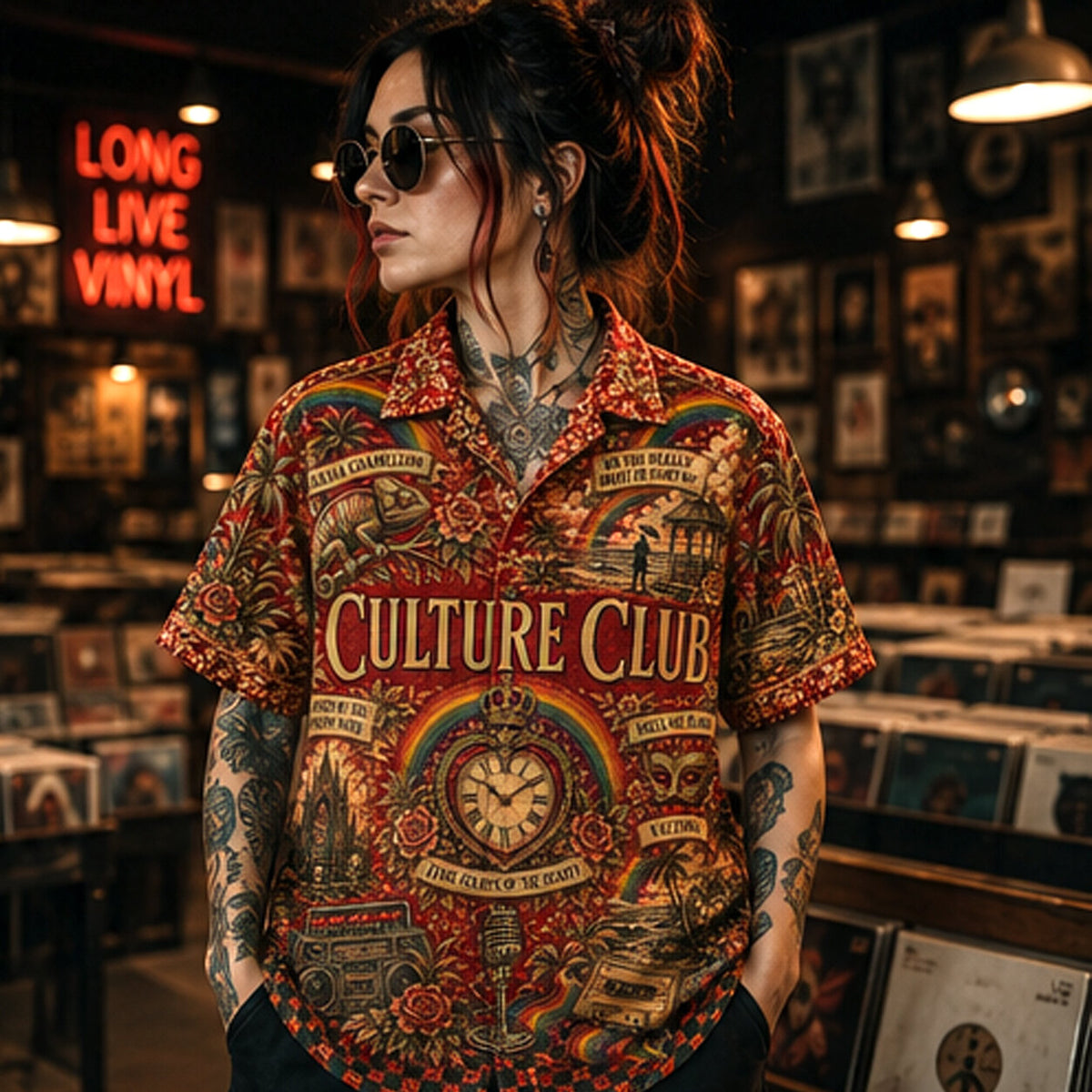 Culture Club Hawaiian Shirt, Karma Chameleon Pop Button Up, Boy George New Wave Fan Gift