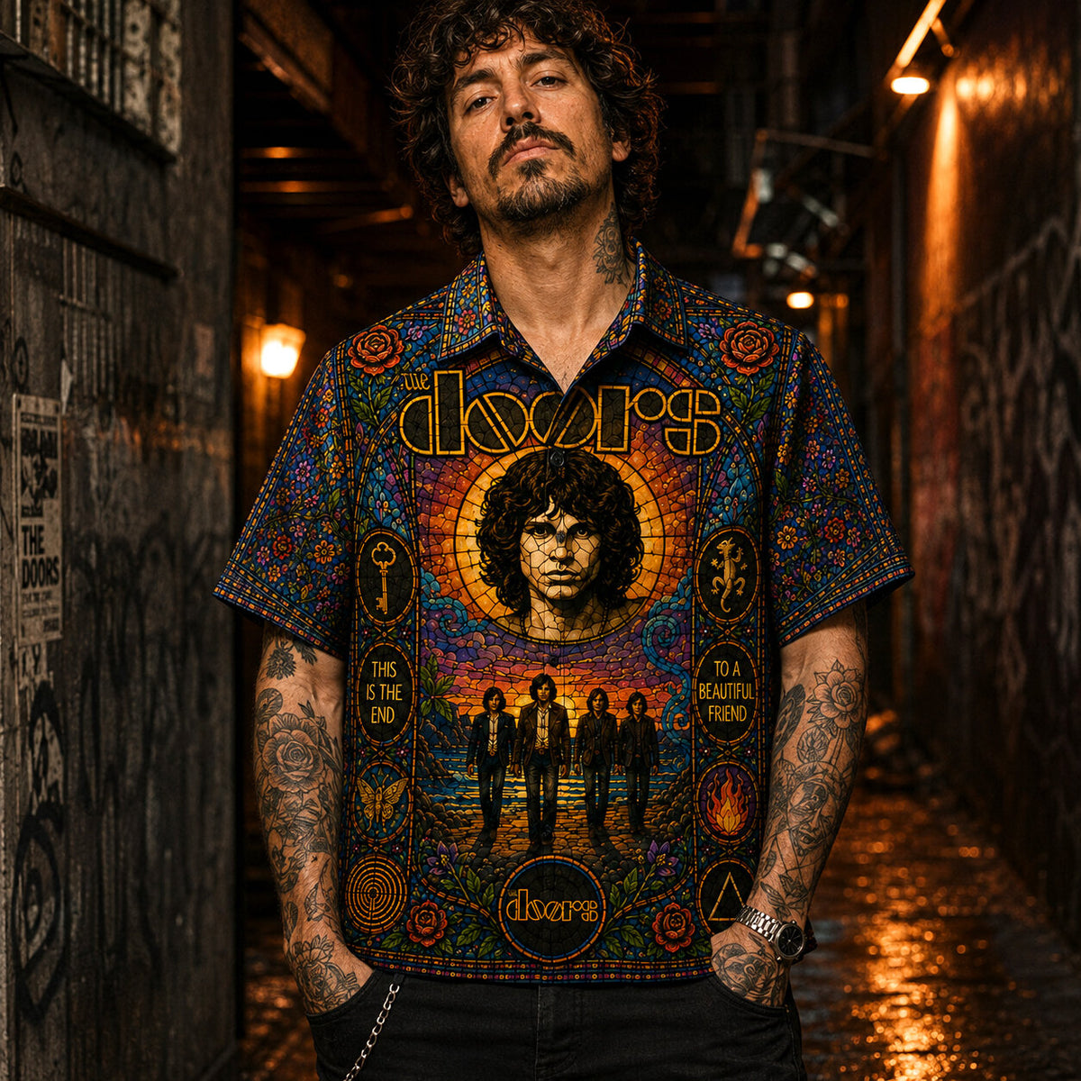 The Doors Hawaiian Shirt, Riders on the Storm Button Up, Jim Morrison Classic Rock Gift