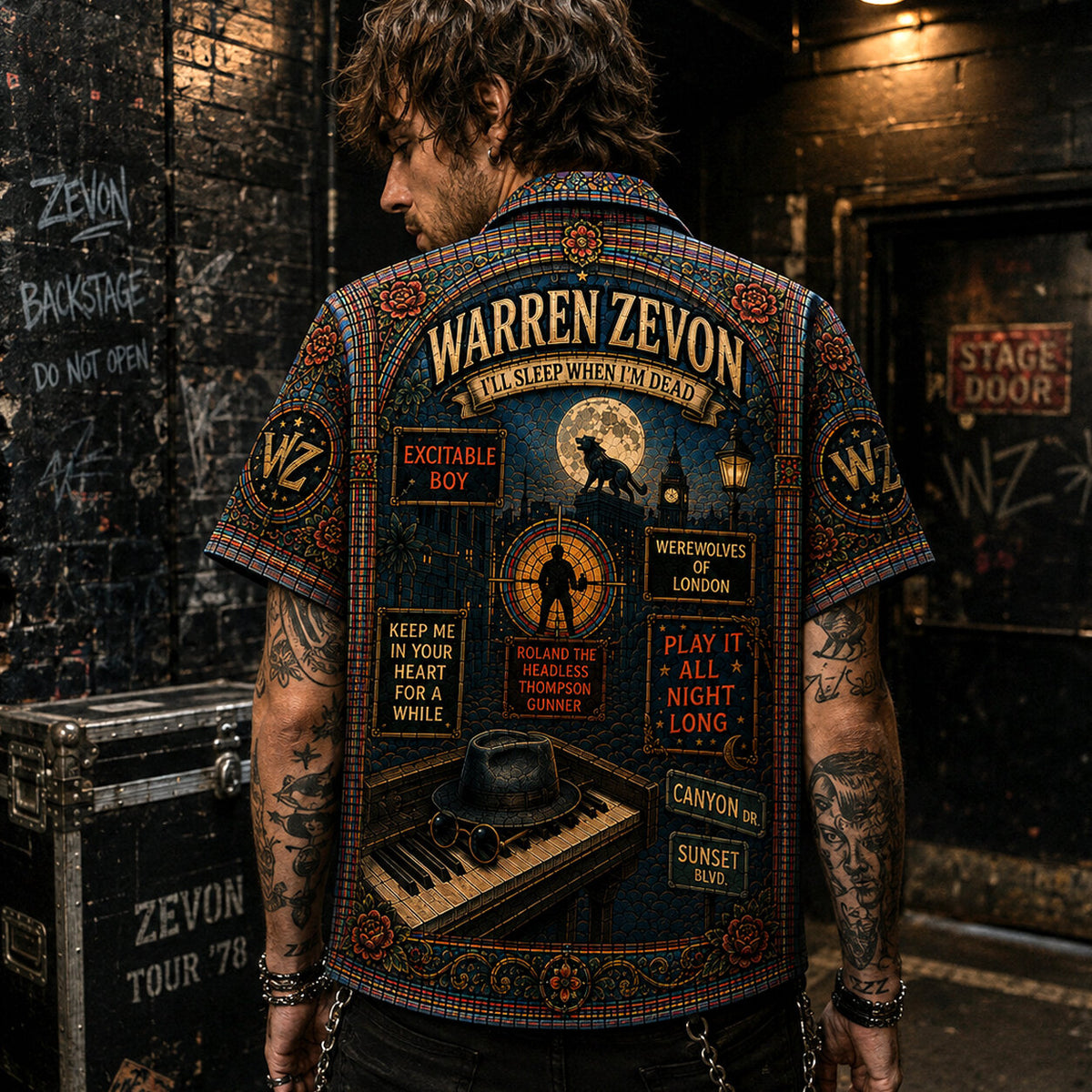 Warren Zevon Hawaiian Shirt, Werewolves of London Button Up, Excitable Boy Rock Music Gift