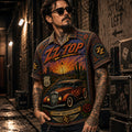 ZZ Top Stained Glass Hawaiian Shirt, Tres Hombres Texas Blues Button Up, Eliminator Hot Rod Rock Fan Gift