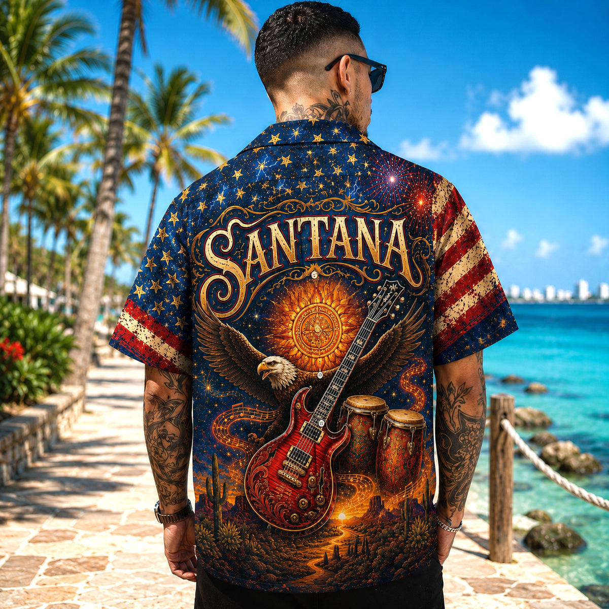 Santana Band Hawaiian Shirt, Abraxas Latin Rock Button Up, Black Magic Woman Fan Gift