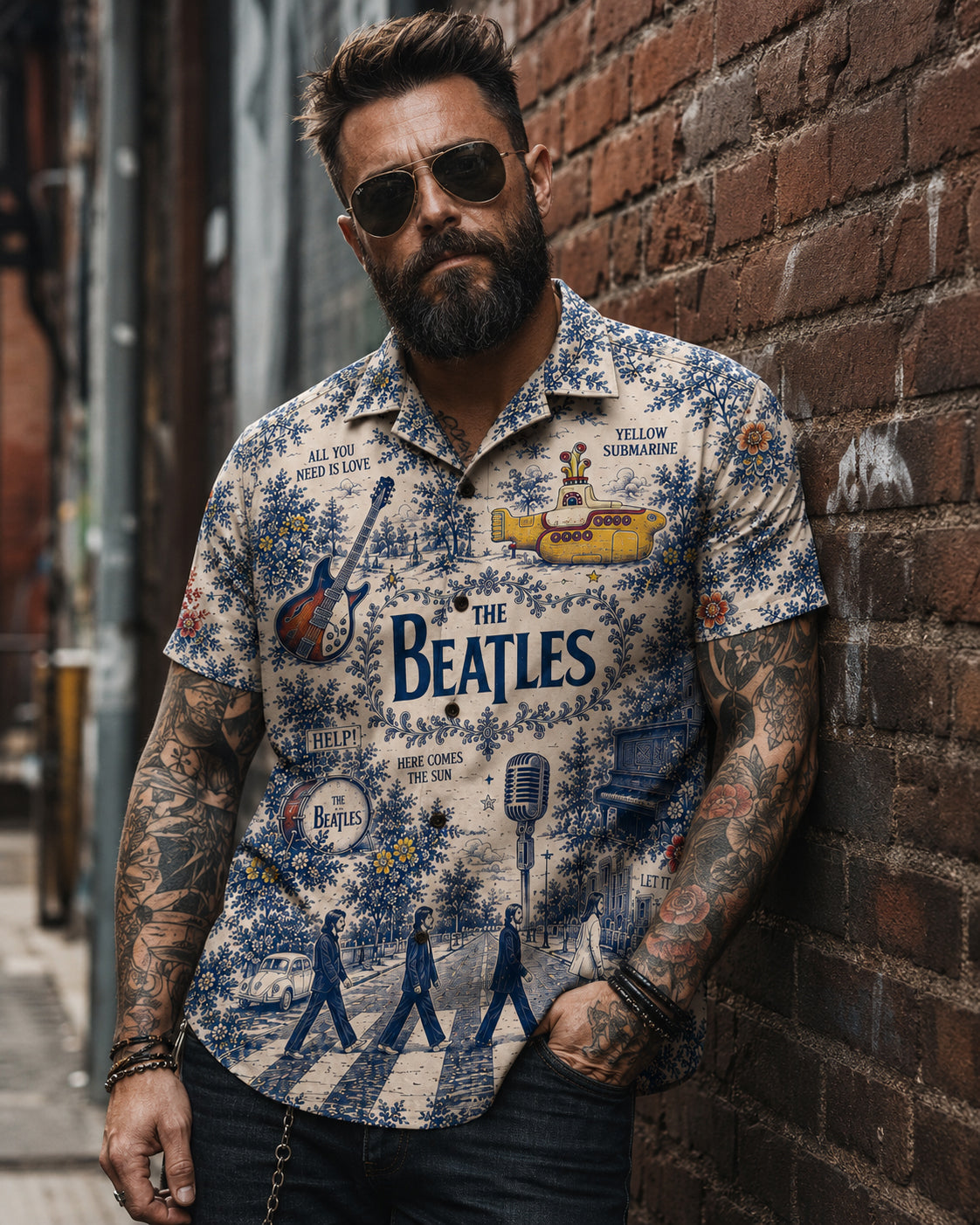 The Beatles Luxury Hawaiian Shirt, Abbey Road British Rock Button Up, Sgt Pepper Music Fan Gift