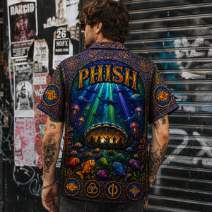 Phish Hawaiian Shirt, Jam Band Concert Button Up, Live Improvisation Music Fan Gift