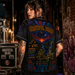 Grateful Dead Neon Light Hawaiian Shirt, Retro Concert Artwork Button Up, Rock Music Collector Gift