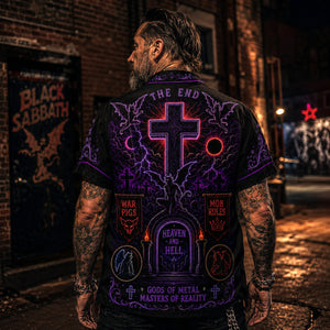 Black Sabbath Neon Hawaiian Shirt, Retro Concert Artwork Button Up, Rock Music Collector Gift