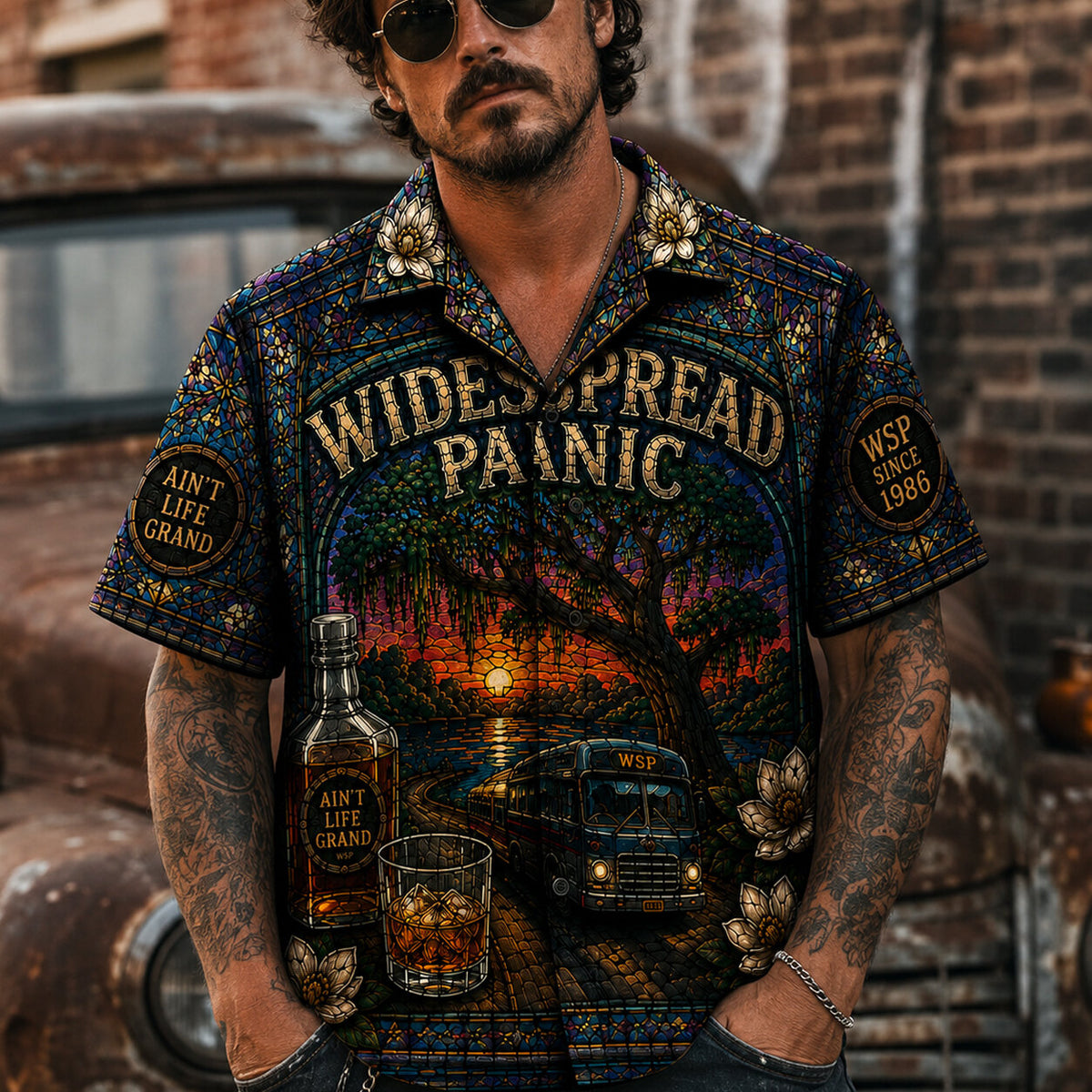 Widespread Panic Hawaiian Shirt, Jam Rock Concert Button Up, Athens Live Music Fan Gift