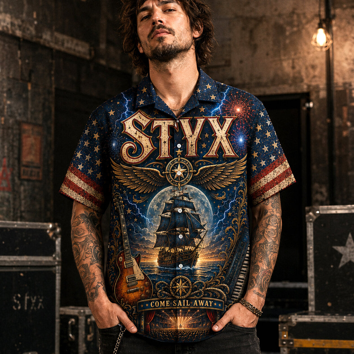 Styx Band Hawaiian Shirt, Come Sail Away Rock Button Up, Grand Illusion Music Fan Gift