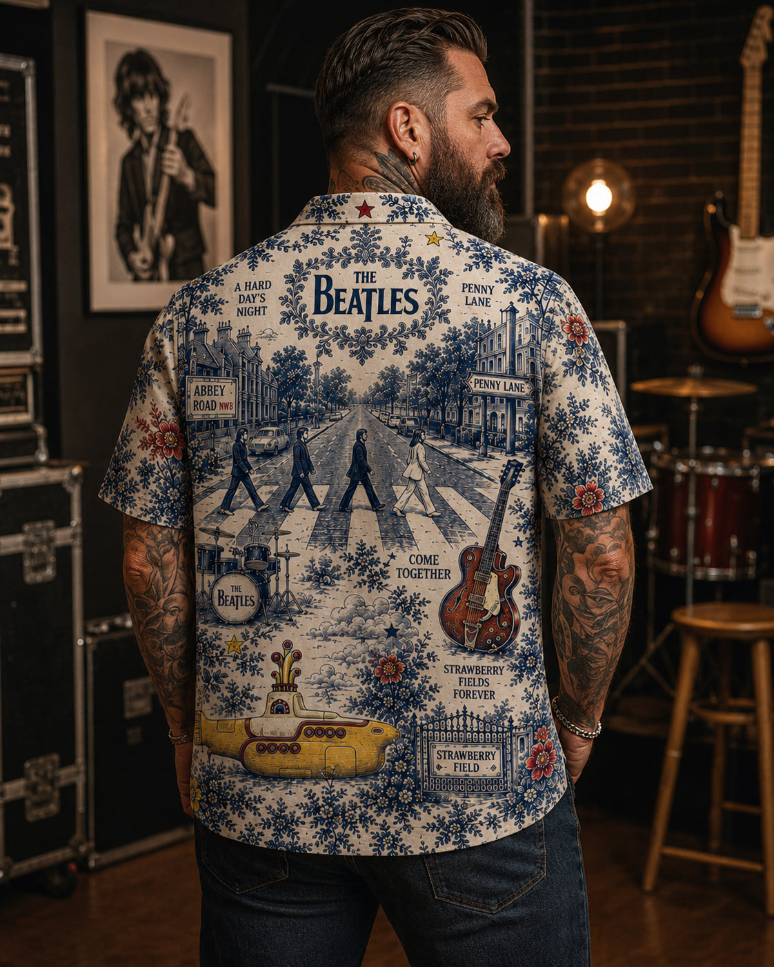 The Beatles Luxury Hawaiian Shirt, Abbey Road British Rock Button Up, Sgt Pepper Music Fan Gift