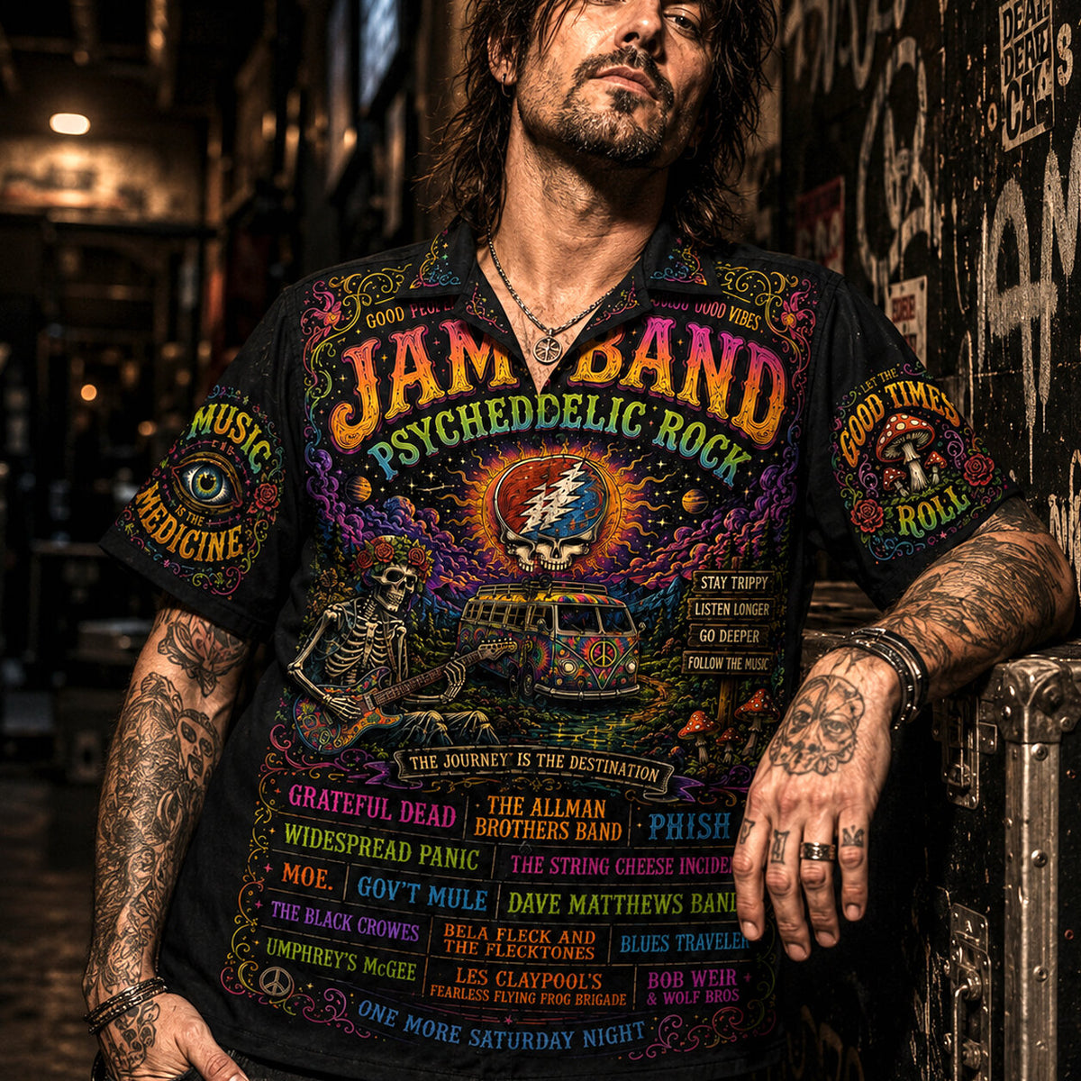 Jam Band Hawaiian Shirt, Iconic Music Artwork Button Up, Rock Culture Fan Gift