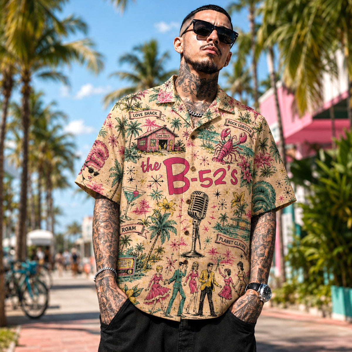 The B52 Retro Hawaiian Shirt, Stage Ready Rock Button Up, Festival Music Collector Gift