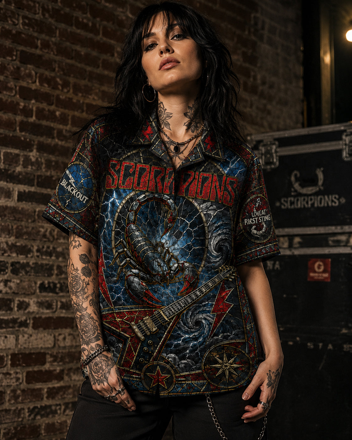Scorpions Hawaiian Shirt, Retro Concert Artwork Button Up, Rock Music Collector Gift